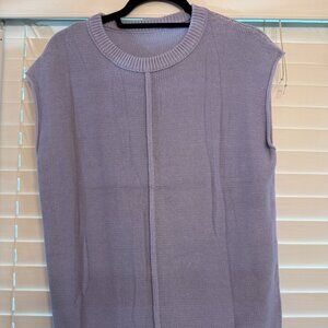 Womens Violet Cap Sleeve V-Neck Oversized Sweater (Size: M)